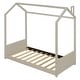preview thumbnail 4 of 21, Twin/ Full Size Velvet House Bed Wood Bed with Roof and Pinewood Frame for Kids Bedroom