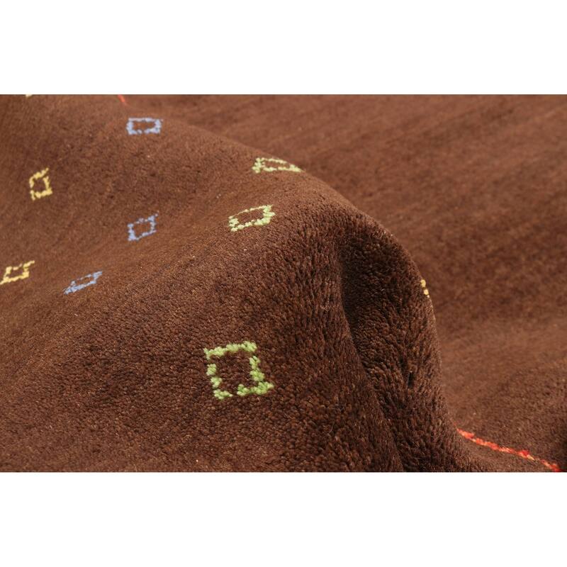 ECARPETGALLERY Hand Loomed Kashkuli Gabbeh Dark Brown Wool Rug - 4'1 x 5'10