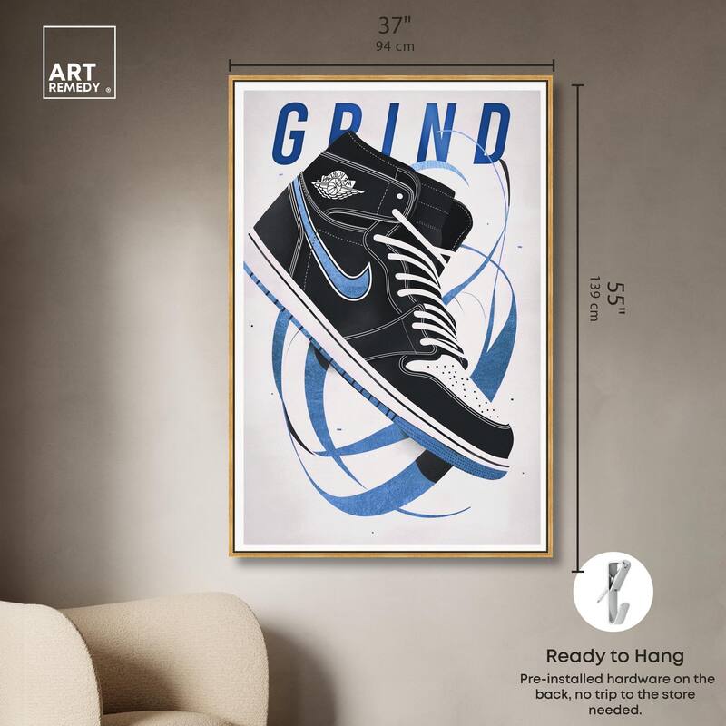 Blue Ribbon Sneaker Canvas by Art Remedy