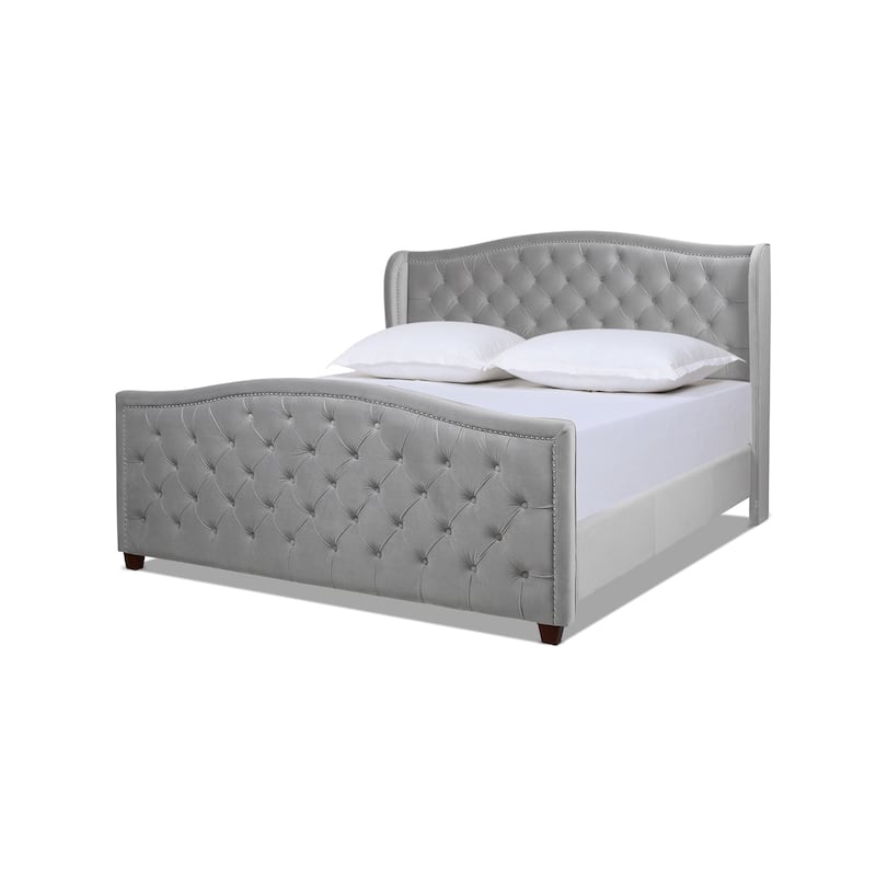 Athens Upholstered Nailhead Tufted Wingback Panel Bed