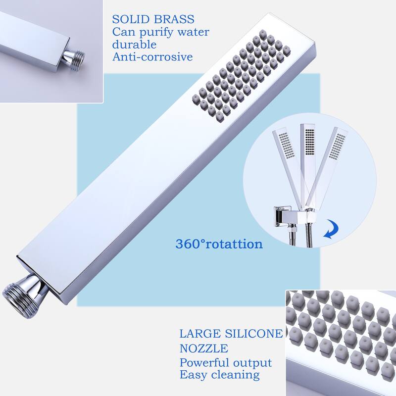Luxury Ceiling Mounted 9-color LED 4-Way Complete Rain and Spray Shower System with 6 Body Jets and Showerhead