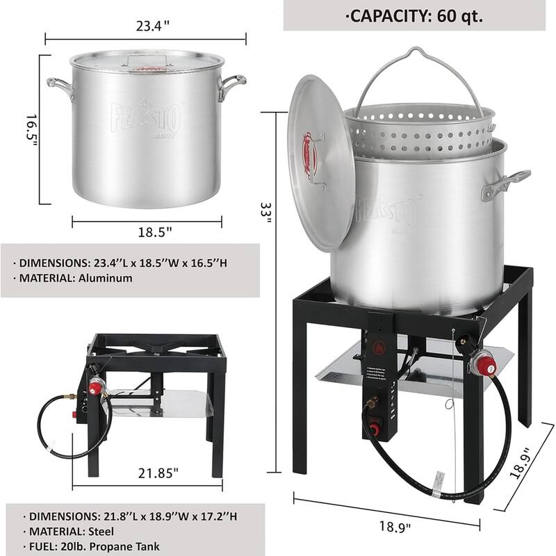 FEASTO 100QT Aluminum Boil Kit for Seafood Boiler and Steamer