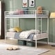 preview thumbnail 2 of 9, Industrial Modern Twin over Twin Metal Bunk Bed with 2 Stairs, Save Space or Split Into 2 Beds, Durability & Stability, White