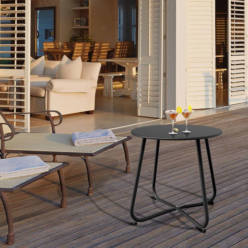 18 in. Small Round Side Table Outdoor Side Table Patio End Table