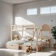 preview thumbnail 1 of 16, Full Over Twin & Twin Bunk Bed Velvet Triple Bunk Bed with Drawers and Guardrails, Beige