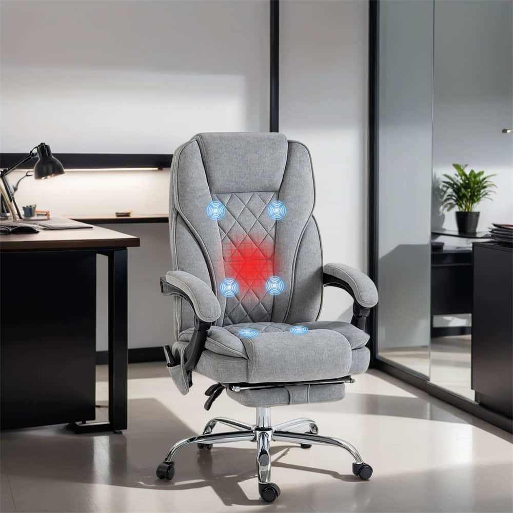 Adjustable Massage Office Chair Heated Reclining w/ 6 Vibration Points