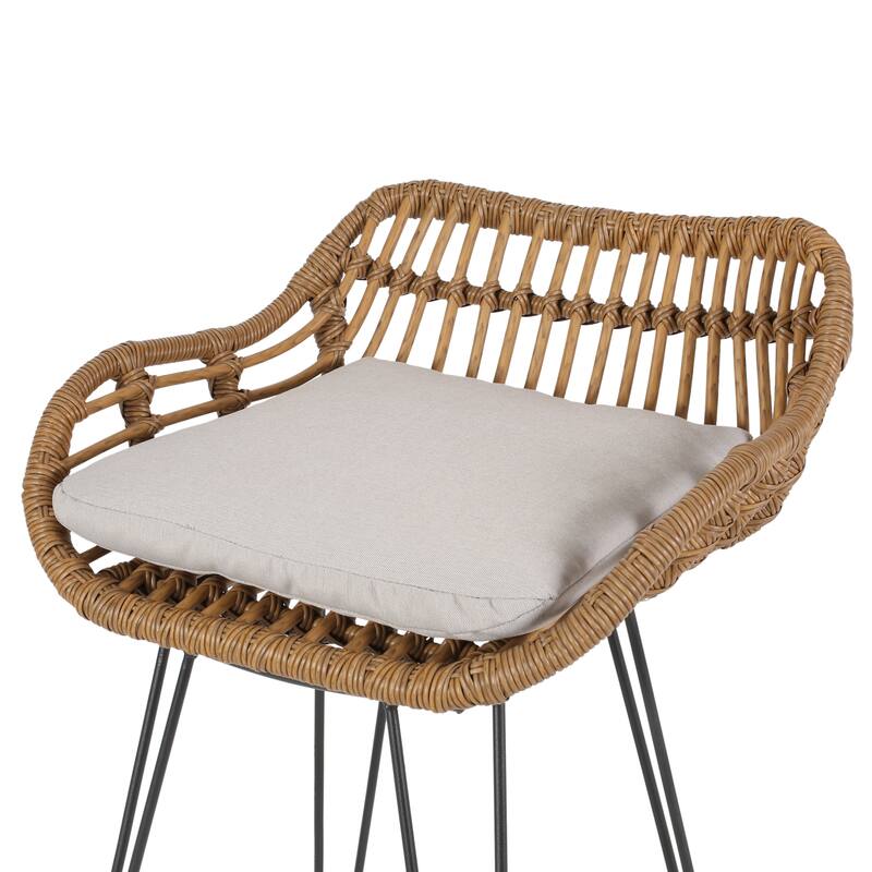 Dale Outdoor Wicker Barstools, (Set of 2) by Christopher Knight Home