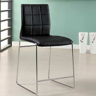Donnabella Modern Black Faux Leather Dining Chairs (Set of 2) by Furniture of America