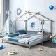 preview thumbnail 4 of 31, Extendable House Bed Twin to King Daybed with Roof and Fence Rails