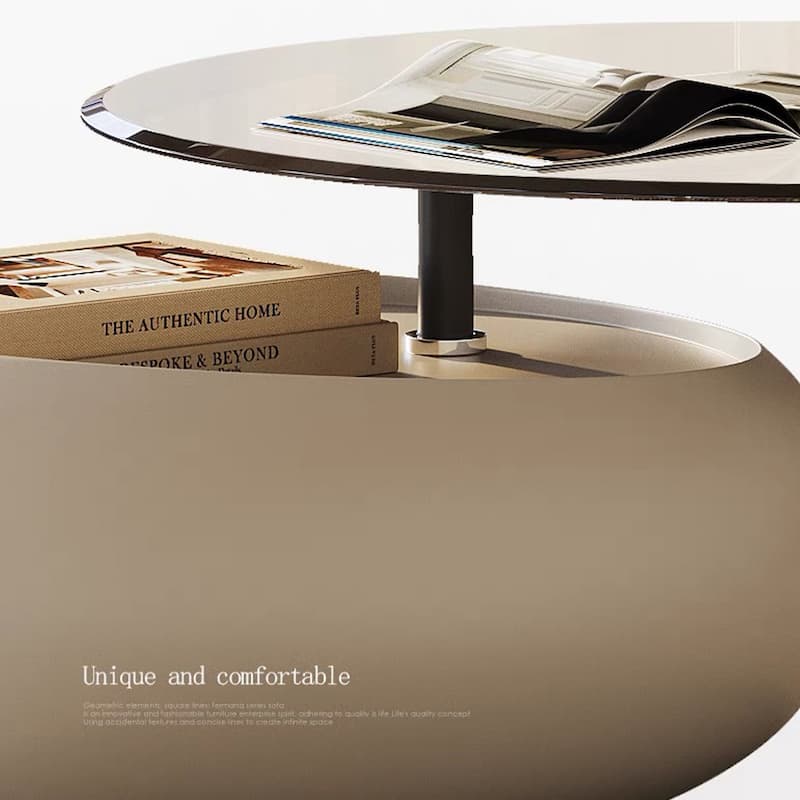 50.39" Modern Swivel Coffee Table with Tempered Glass Top
