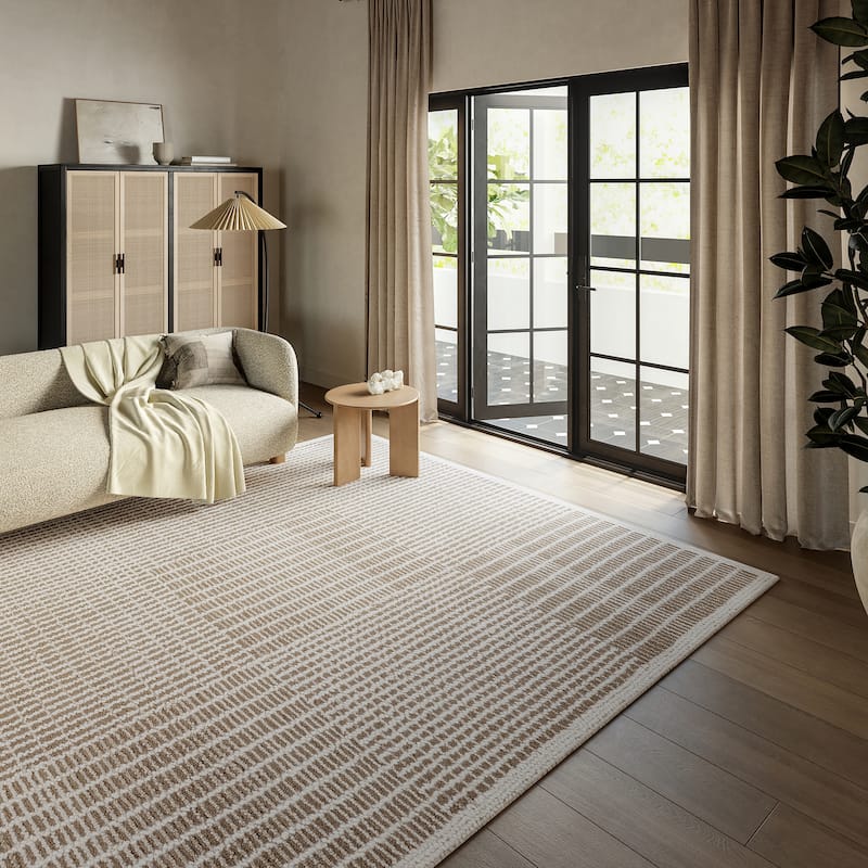 Frenshe Interiors Montceito Tiled Wool Area Rug - 4' x 6' - Taupe