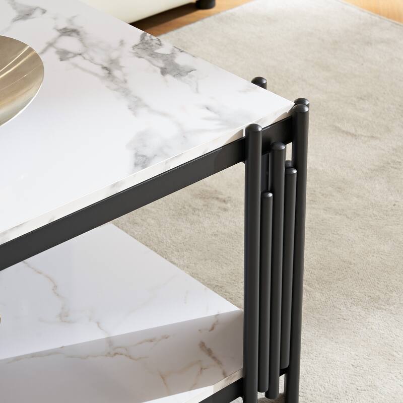 Rectangle End Table Coffee Table with Shelf Center Table