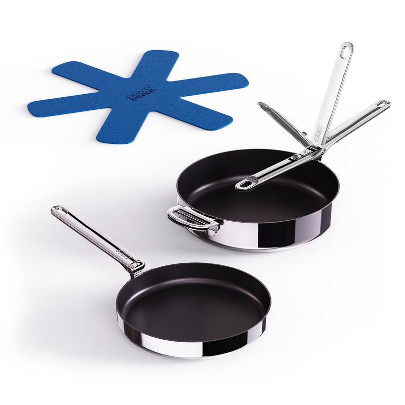 Joseph Joseph Space Steel 2-piece Ceramic Non-stick Fry Pan Set with Folding Handles