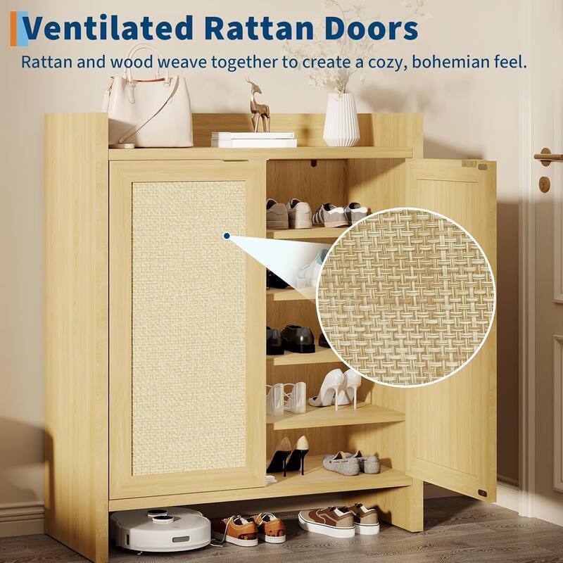 Multifunctional 7 Tier Tall Arched Shoe Storage Cabinet for Entryway, Hallway Living Room