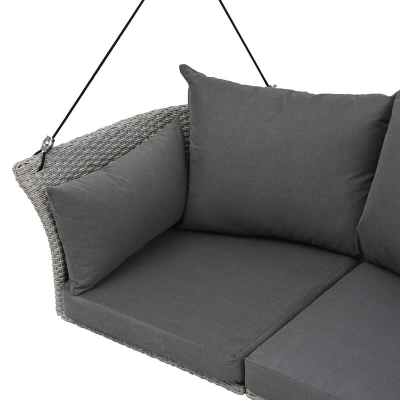 Hanging Chairs Rattan Woven Swing Sofa with Cushion & Adjustable Ropes