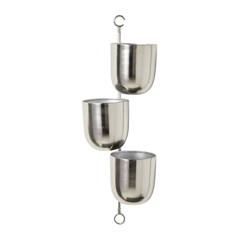 Metal Indoor Outdoor Layered Indoor Outdoor Wall Planter - Gold, Silver, Black, White - Roche River Decor - Silver - 12"W, 25"H