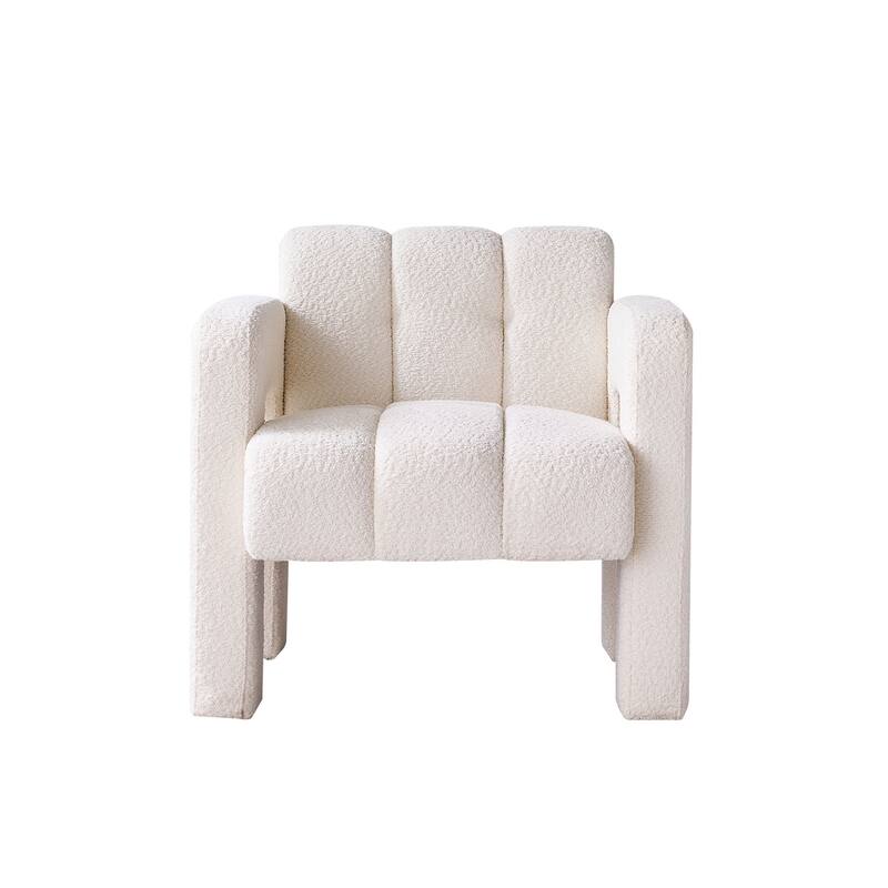 Beige Modern 31.1" Upholstered Accent Chair with High-Density Foam and Solid Wood Frame