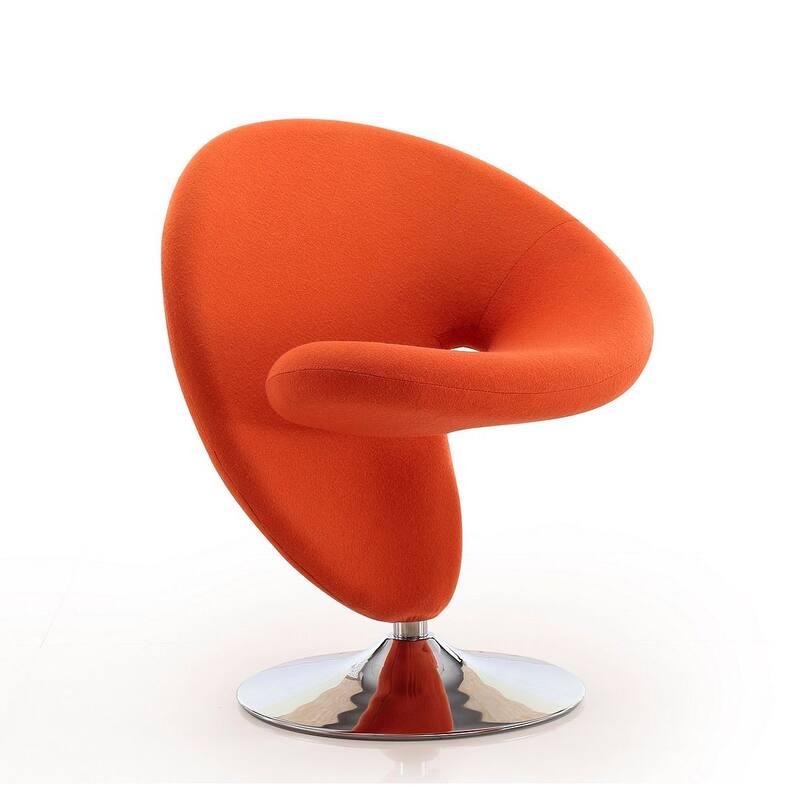 Manhattan Comfort Curl Chrome Wool Blend Swivel Accent Chair (Set of 2) - Orange
