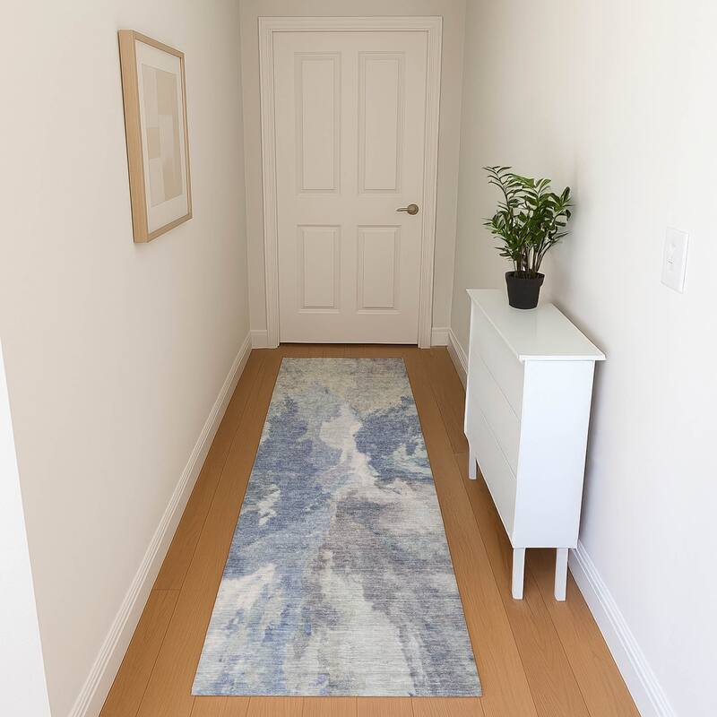 Premium Washable Super Soft Abstract Burst Mayfield Rug - Denim - 2'3" x 7'6"