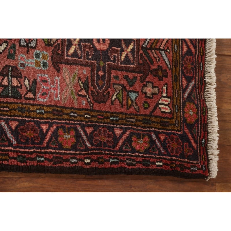 Tribal Geometric Gharajeh Persian Runner Rug Handmade Wool Carpet - 2'5" x 9'7"