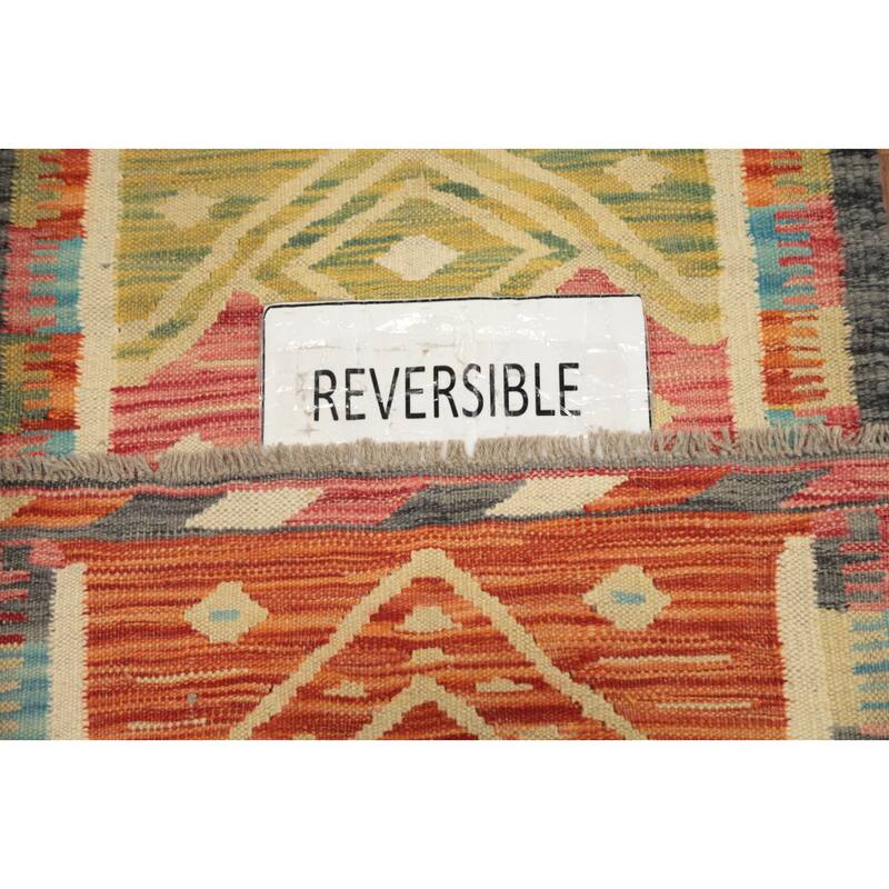 Hand Woven Oriental 100% Wool Carpet Southwestern Tribal Multi-Colored Kilim Runner Rug - 5' 9'' X 2' 0''