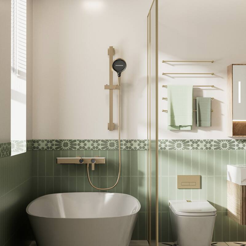 Modland 2-Function Wall Mount Shower System with 3-Mode Handheld Shower & Tub Filler Spout