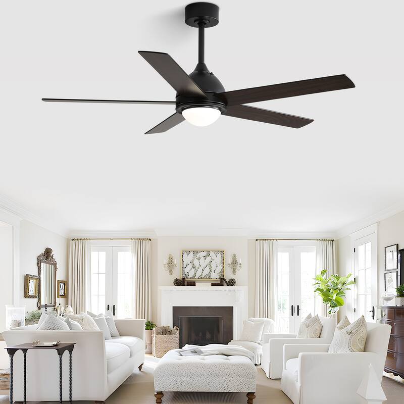 52" Plywood Ceiling Fan with Light and Remote Reversible Quiet AC Motor Dimmable LED Dual Color Blade