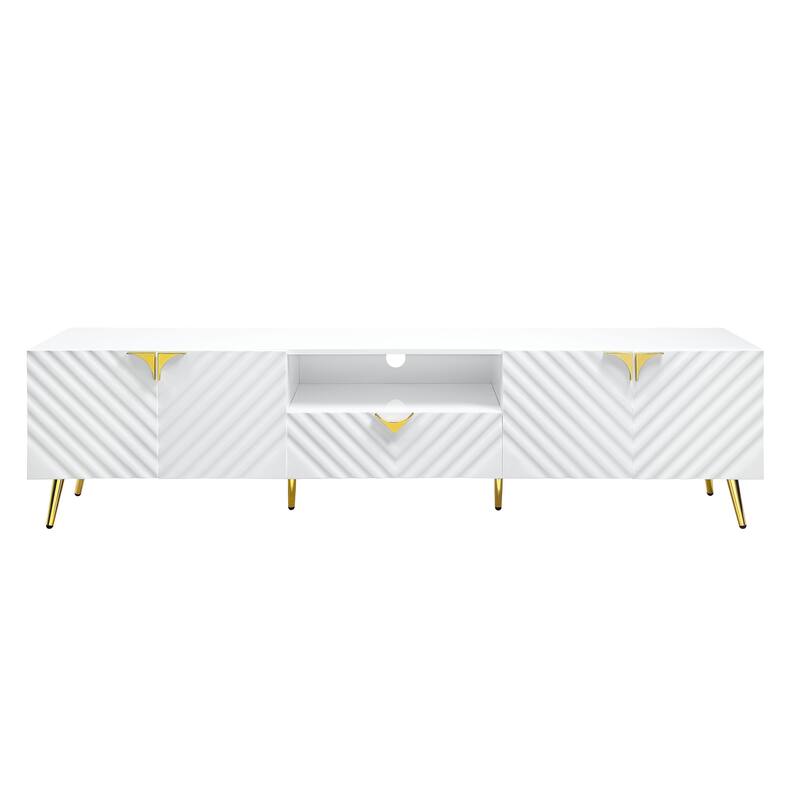 Gaines White High Gloss Finish TV Stand