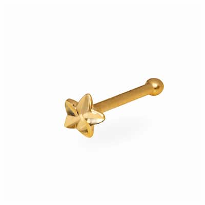 Curata Solid 14K Yellow or White Gold 2-mm 20 Gauge Beveled Star Nose Stud