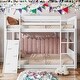 preview thumbnail 1 of 38, Twin Over Twin Pinewooden Floor Bunk Bed White