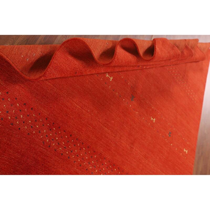 Hand Knotted Oriental 100% Wool Carpet Tribal Tribal Oranges & Rust Gabbeh Area Rug - 9' 9'' X 6' 10''