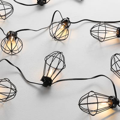 SAFAVIEH Lighting Ellina 10 FT Led Outdoor String Lights - Black