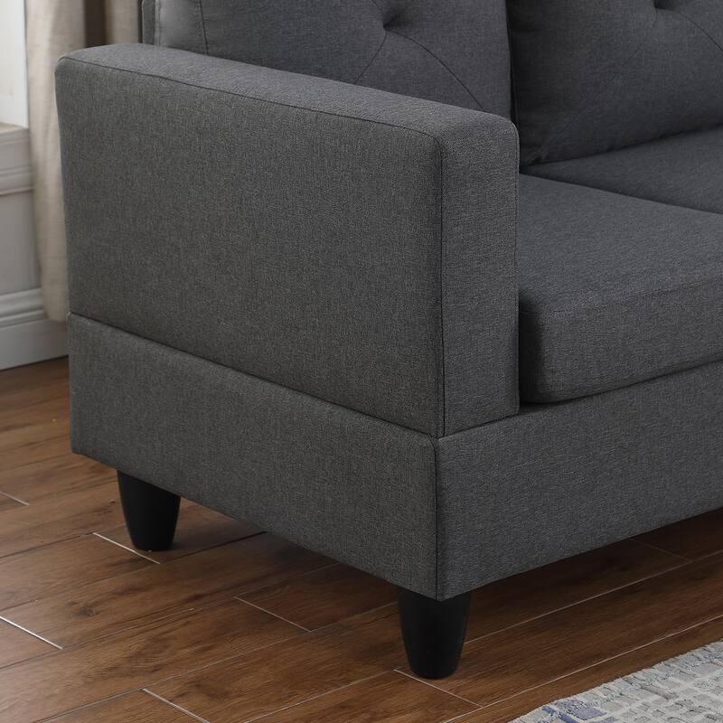 Linen Upholstered Sectional Sofa with Right Facing Chaise