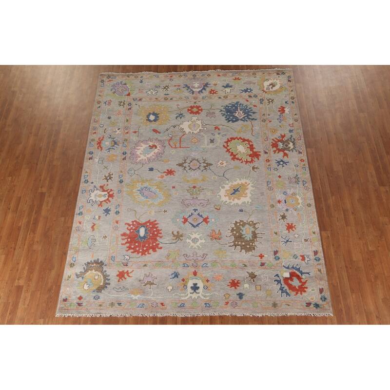 Floral Oushak Area Rug Handmade Wool Carpet - 8'0" x 9'10"