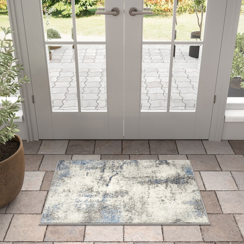 Chesney Modern & Contemporary Abstract Indoor Area Rug - Navy/Blue - 2' x 3'