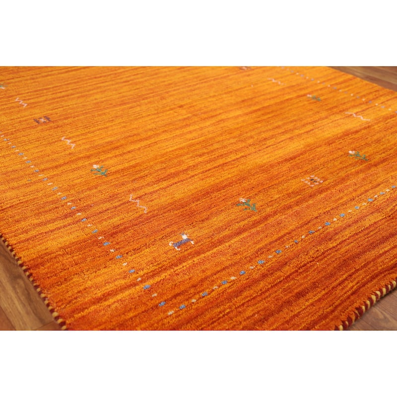 Hand Knotted Oriental 100% Wool Carpet Tribal Tribal Oranges & Rust Gabbeh Area Rug - 5' 10'' X 3' 11''