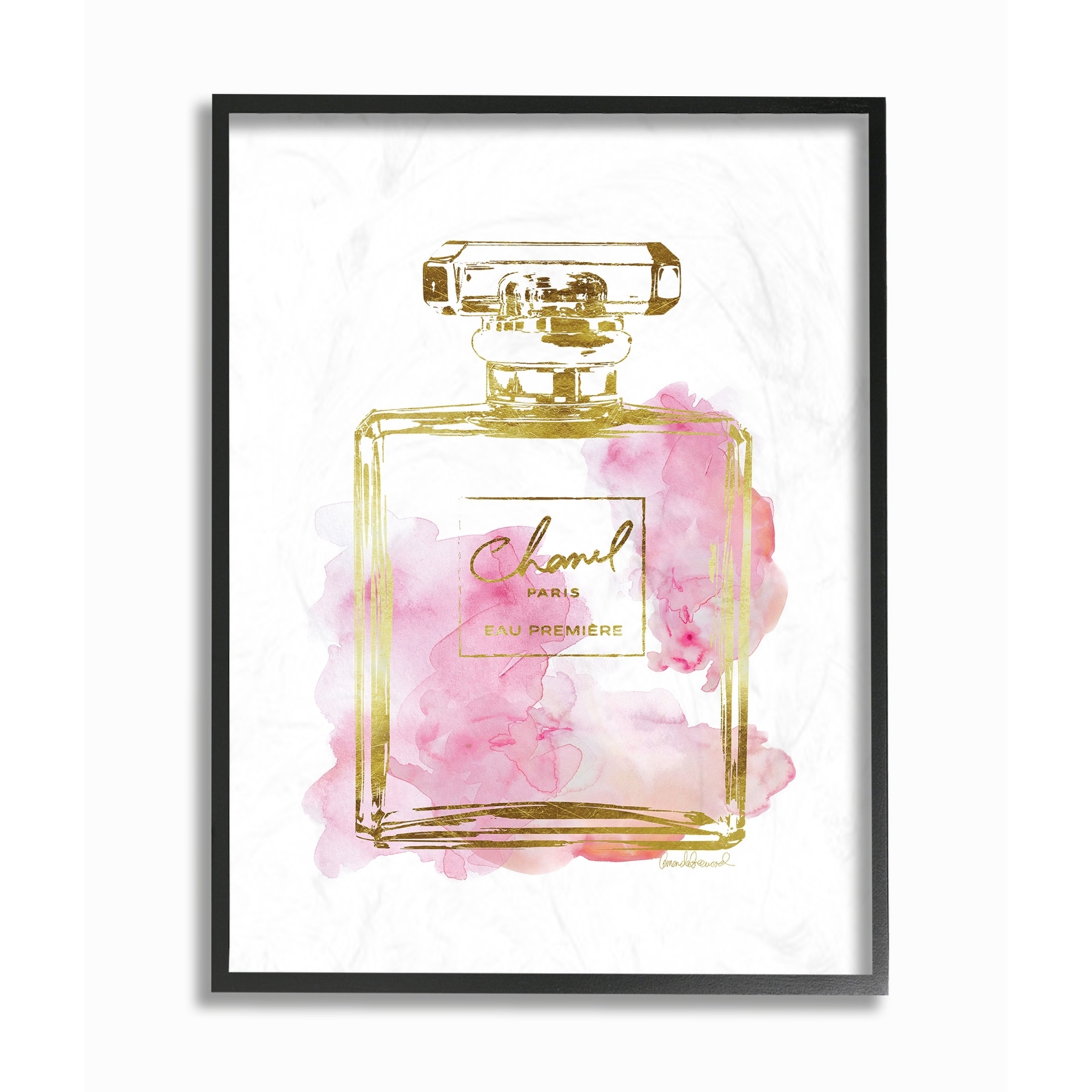 Stupell Industries Glam Fashion Perfume Bottle Blooming Flower Buds Graphic Art Unframed Art Print Wall Art, Design by Tava Studios