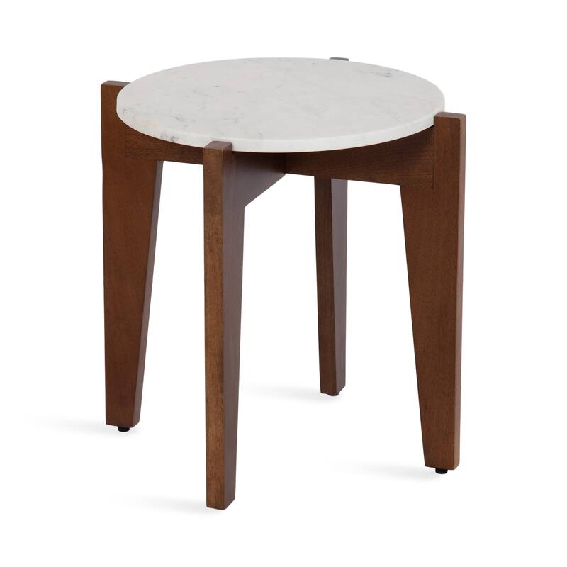 Kate and Laurel Icelyn Marble Side Table - 19x19x19 - Walnut Brown