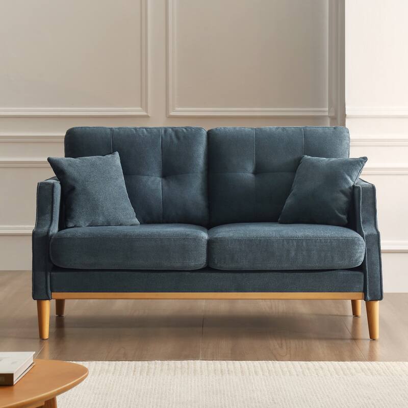 Loveseats 2 Seater Sofa For Primary Living Space,Bed Room,Office,Waterproof Fabric,USB Charge Port,2 Pillows,Wood Legs