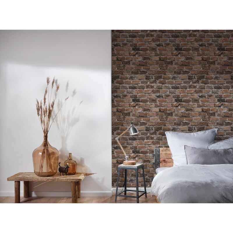 Galerie Wallcoverings Bricks and More Collection Authentic Brick Matte Finish Vinyl on Non-woven Wallpaper Roll