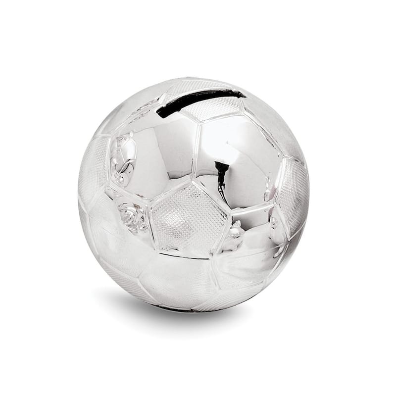 Curata Mini Soccerball Silver-Plated Polished Metal Bank