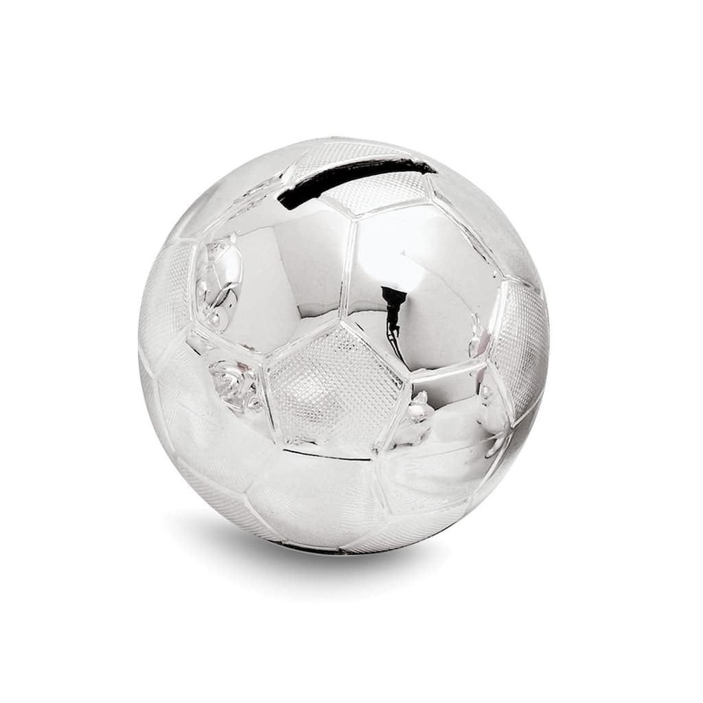Curata Mini Soccerball Silver-Plated Polished Metal Bank