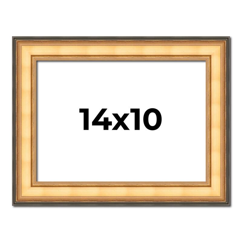 14x10 Frame Gold Plein Aire Solid Wood Picture Frame Width 2 Inches |