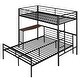 preview thumbnail 6 of 7, Twin Over Full Bunk Bed with Desk, Metal Bed with Ladder, Kid's Bed with Quality Slats for Bedroom, Metallic Black
