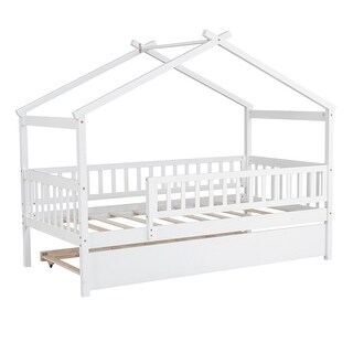 Wood Twin Size Daybed House Bed with Safety Guardrail - Bed Bath ...