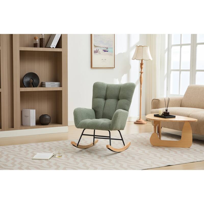 Modern Nursery Rocking Chair Upholstered Glider Chair with High Backrest