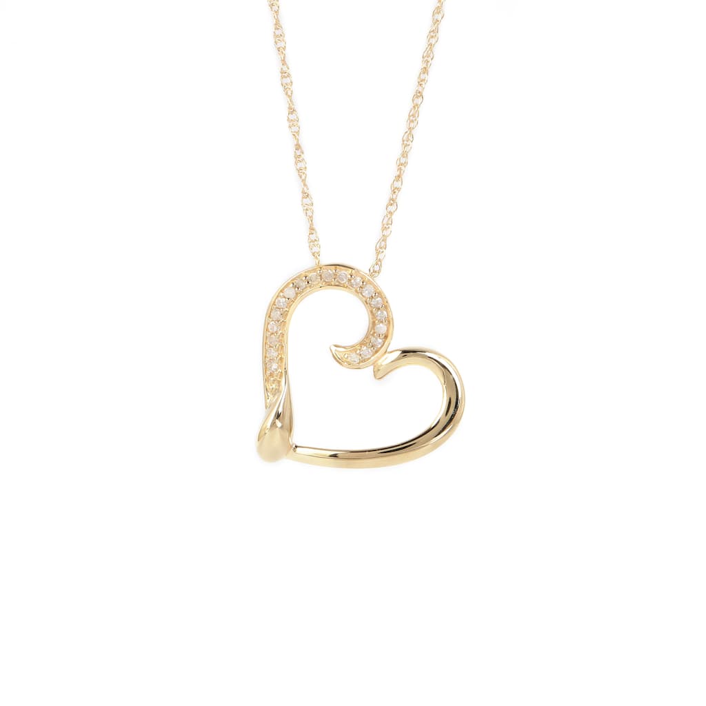 1/20ct TDW Diamond Heart Pendant Necklace in 10K Yellow Gold for Women