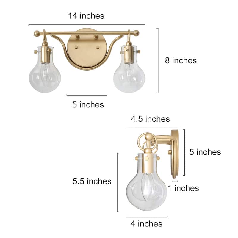 Carson Carrington Modern 2/3/4-Light Gold Bathroom Vanity Lights Glass Wall Sconces