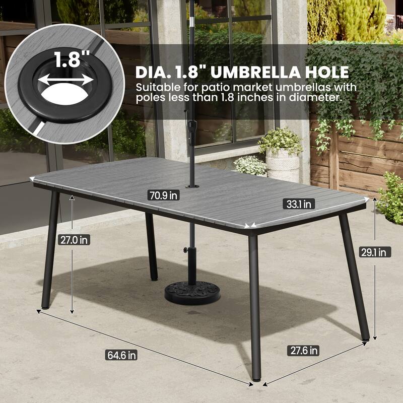 Outdoor Patio Dining Table Rectangular Aluminum Outdoor Table for 6/8/10 Person
