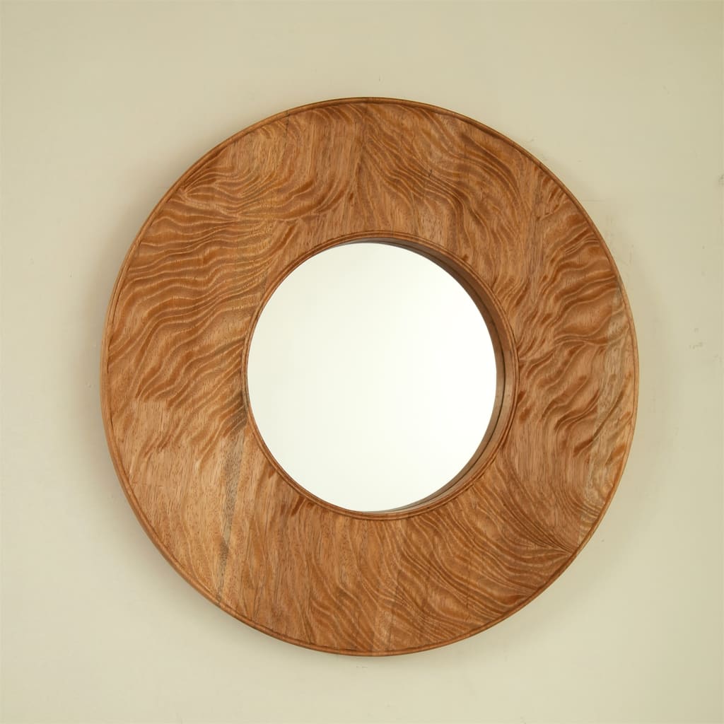 24" Ring Design Wall Mirror, Vintage Solid Rosewood Frame